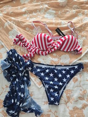 Womens Red White Blue Bikini Set